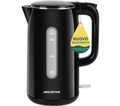 Aigostar Lydian - Hervidor de agua Electrico Diseño de Doble Pared, 1,7 L, 2200W Hervidores Eléctrico de Acero Inoxidable, Indicador Nivel Agua, Doble Protección, Base de 360°, Libre de BPA, Negro
