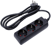 Aigostar Regleta Alargador de 3 Enchufes con Cable de 1,5 Metros, Color Negro