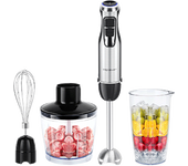 Aigostar Buckle - Batidora de Mano 3 en 1, 1000W, 6 Velocidades y ModoTurbo, Batidora Mano con Vaso Picador de 500ml, Vaso Medidor de 600ml y Batidor de Huevo. Libre de BPA