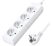 Aigostar Regleta alargador de 4 enchufes 16A 2P + E con cable de 5 metros e. Color Blanco