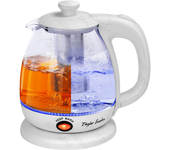 Taylor Swoden Vanilla - Hervidor de cristal de 1 litro, 2200W, Hervidor de agua eléctrico con iluminación LED libre de  BPA, función mantener caliente, con infusor y filtro extraíble, Blanco (Vanilla/03NOT)