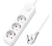 Aigostar Regleta Enchufes, Alargador Enchufe de 3 Enchufes con Interruptor, Cable de 5 Metros, Blanco