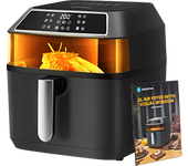 Aigostar Zane - Freidora de aire sin aceite 8L, 1700W, gran ventana de visualización, 12 menús preprogramados. Freidora de aire con panel LED táctil. Incluye libro de recetas. Libre de BPA
