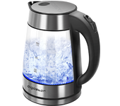 Aigostar Chubby - Hervidor de Agua Eléctrico de Vidrio Borosilicato, Hervidora de Cristal Acero Inoxidable con Iluminación LED, 1,7 litros, 2200 W. Libre de BPA
