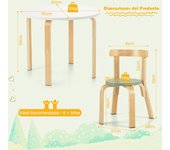 Costway Juego 5 Piezas de Mesa y Sillas para Niños Mesa de Actividades con 4 Sillas Muebles Infantiles para Hogar Multicolor
