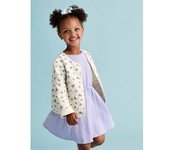 VERTBAUDET Conjunto de chaqueta acolchada estampada con flores + vestido para niña   violeta