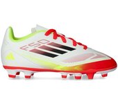 Adidas - Bota de fútbol F50 Club FG/MG Niño, Unisex, White-Core Black-Solar Yellow, 5 UK