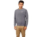 Nike - Sudadera Sportswear Club Crew Fleece, Hombre, Charcoal Heather-White, L