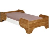 ID Kids Cuna con barreras y colchón blanco y madera 70x140 cm