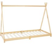 ML-Design Cama tipi infantil de madera maciza natural 200x90 cm