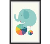 Hexoa Póster de círculo de elefante con marco negro 30x45cm