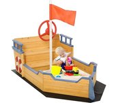 Outsunny Arenero infantil de madera 158x78x45.5 cm madera natural