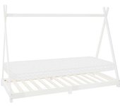 ML-Design Cama para niños madera pino blanca con colchón 90x200 cm