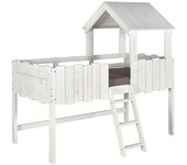 ID Kids Cama con somier y colchón madera maciza  blanco 90x190 cm