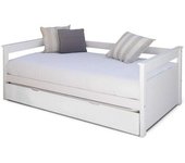 ID Kids Cama nido con 2 colchones madera maciza  blanco 90x200 cm