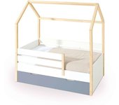 Alondra Cama-casita montessori 70x140 cm madera con cajones azul