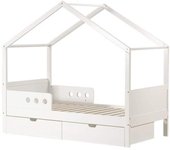 Mobili Rebecca Cama para niños 160x80 cm de madera blanca con 2 cajones