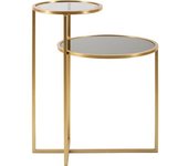 Mauro Ferretti Mesa auxiliar con 2 pisos de metal dorado y cristal cm 50x40x60,5