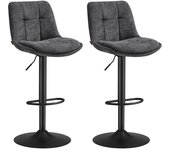 VASAGLE 2 taburetes de bar con altura de 90-112 cm de color gris