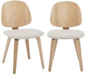 sweeek Silla curvada de madera y borreguito, set de 2, gris claro