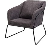 MACABANE Sillón de terciopelo cotelé antracita con patas de metal