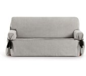 Eysa Funda de sofá dos plazas con lazos gris claro 140 - 180 cm