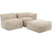 Icon Conjunto de sofá puf de 3 piezas: rincón, sillón y reposapiés beige