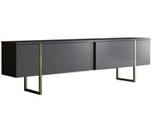 Dmora Mueble tv imitación madera antracita, dorado 180x30h50 cm