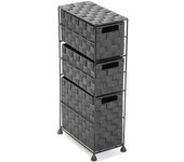 Versa Home Mueble de baño con 3 cajones en metal y nylon gris claro