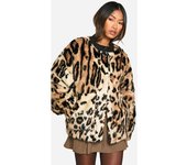 boohoo Chaqueta Bomber Premium De Pelo Sintético Con Estampado De Leopardo, Multi 36