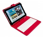 SilverHT Funda Universal con Teclado MicroUSB Roja/Blanca para Tablets de 9" - 10.1"
