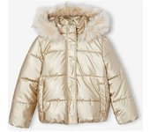 VERTBAUDET Chaqueta acolchada con capucha y forro de punto polar para niña dorado