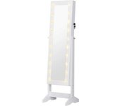 Homcom Joyero de pie con espejo blanco 40 x 37 x 146cm