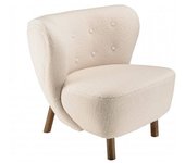 MACABANE Sillón de rizo crudo, respaldo redondeado acolchado