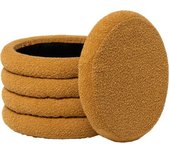 Koketto Home Puff decorativo mostaza borreguito y compartimento.