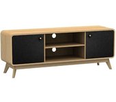 Loft24 Mueble de tv con 2 puertas en efecto roble y negro