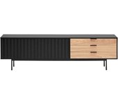 TEULAT Mueble tv chapado en roble claro y negro 180x40 cm