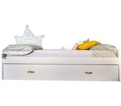 MueMue Cama + cajones aglomerado blanco con somier 90x190cm