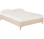 Decowood Base tapizada de lino beige para colchón 135x200cm