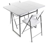 Versa Home Mesa de comedor con 2 sillas en metal y pvc blanco