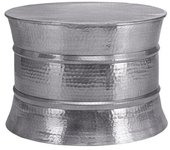 WOMO-DESIGN Mesa de café, Ø 62x33 cm, plata, aluminio martillado
