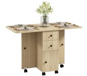 Homcom Mesa plegable cocina 120x60x76.5 cm madera natural