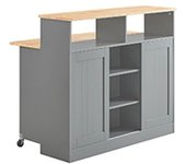 SoBuy Isla de cocina con encimera extensible madera gris