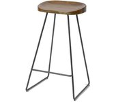 Mathi Design Taburete alto minimalista de madera maciza y acero
