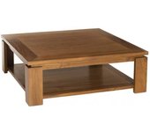 MACABANE Mesa de centro cuadrada de madera de teca de 90 cm