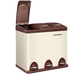 SONGMICS Cubo de basura de 3 x 8 l de color blanco y marrón
