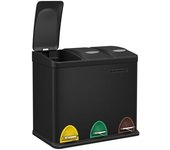 SONGMICS Cubo de basura de 3 x 8 l con tapas de color negro