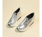 Gold Silver Chunky Platform Sneakers for Women 2024 Spring Casual Thick Sole Loafers Woman Plus Size 42 Slip On Sport Shoes