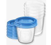 Lote de 5 recipientes de conservación para leche materna Philips AVENT azul medio liso