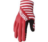 Thor Hallman Mainstay Stripe Guantes de motocross - Negro Blanco Rojo (XS)
